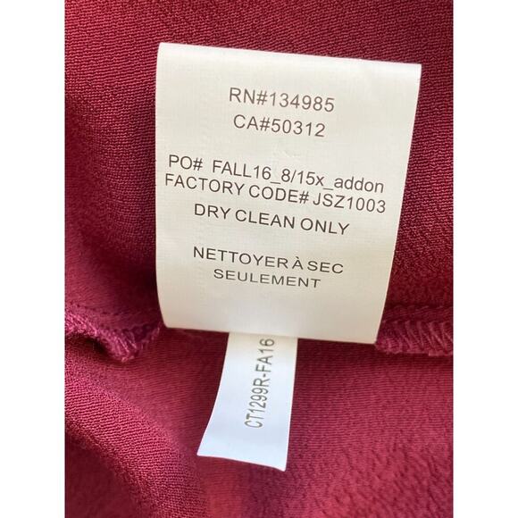 For Love & Lemons Deep V Long‎ Sleeve Blouse Top in Wine Size Large - Picture 9 of 9